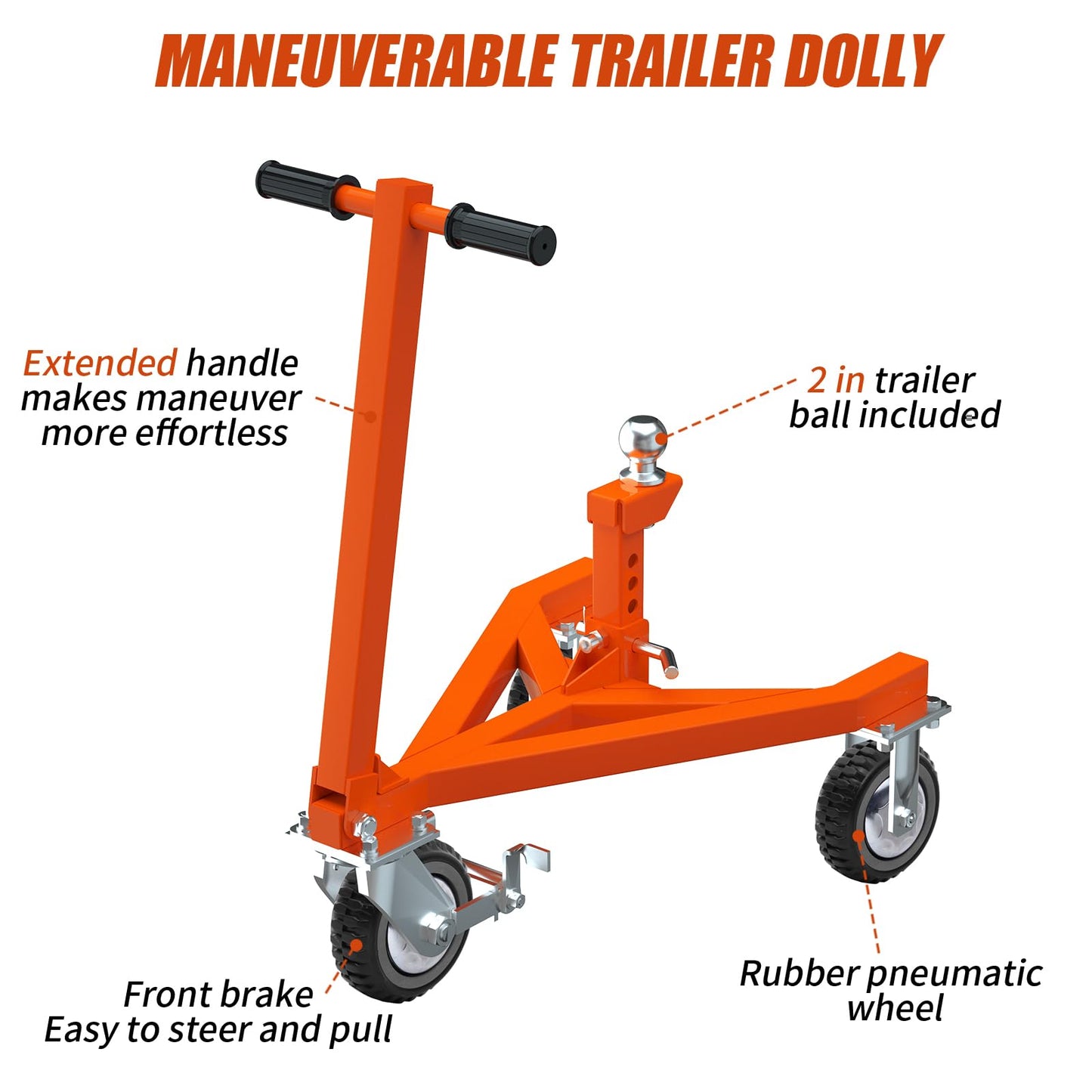 NUOVEPE Trailer Dolly with 2 Inch Ball, Trailer Mover Heavy Duty, Jet Ski Dolly 20000 LBS Road Rating, Adjustable Tongue Height for Moving Trailers, Campers, Jet Skis, RVs, Boats