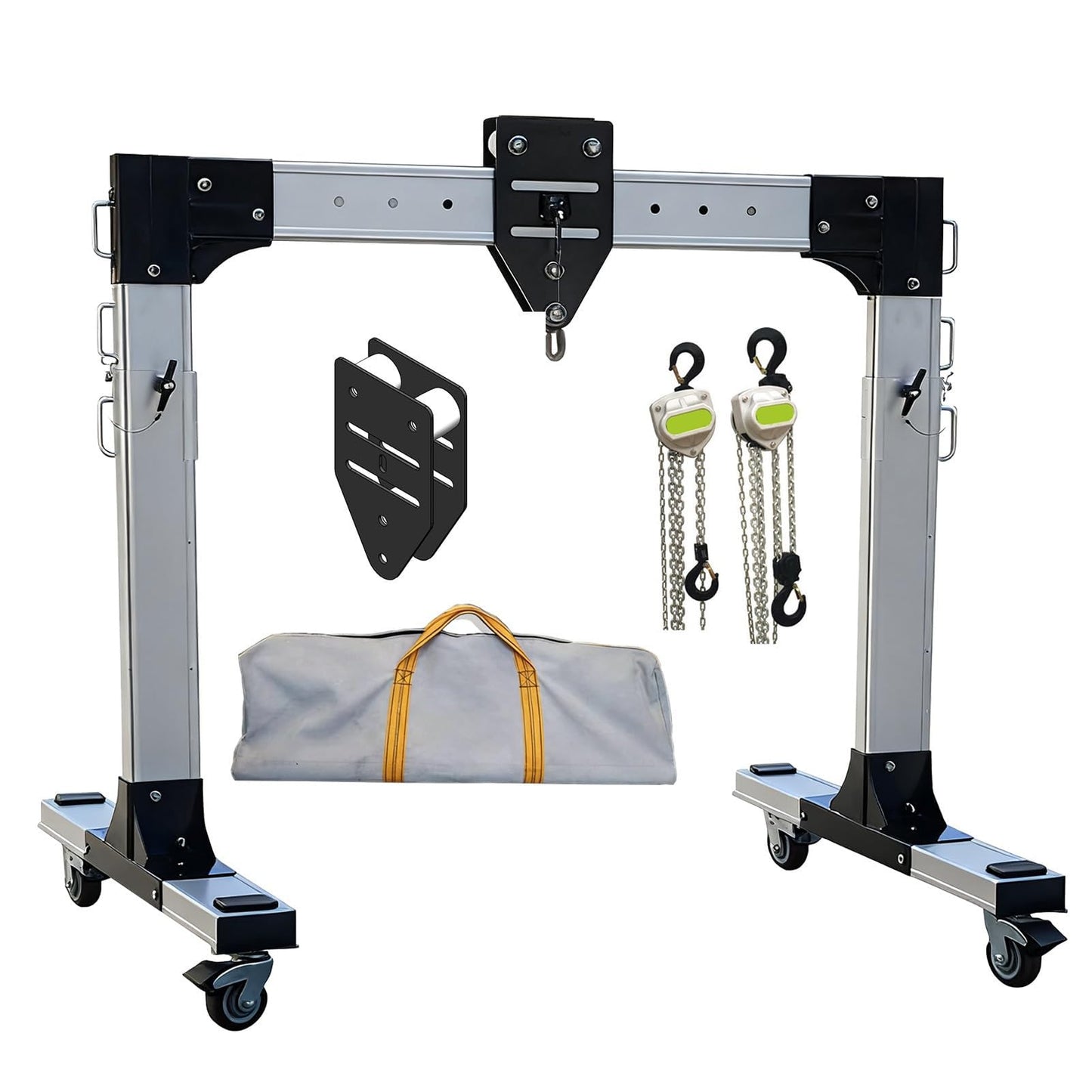 Aniwini Portable Aluminum Gantry Crane, Maximum Rated Load 2000KG/4409LBS- Beam Height 8.7~13.6 FT Length 9~14 FT, Mobile Gantry Crane 1000kg/2204 lb M
