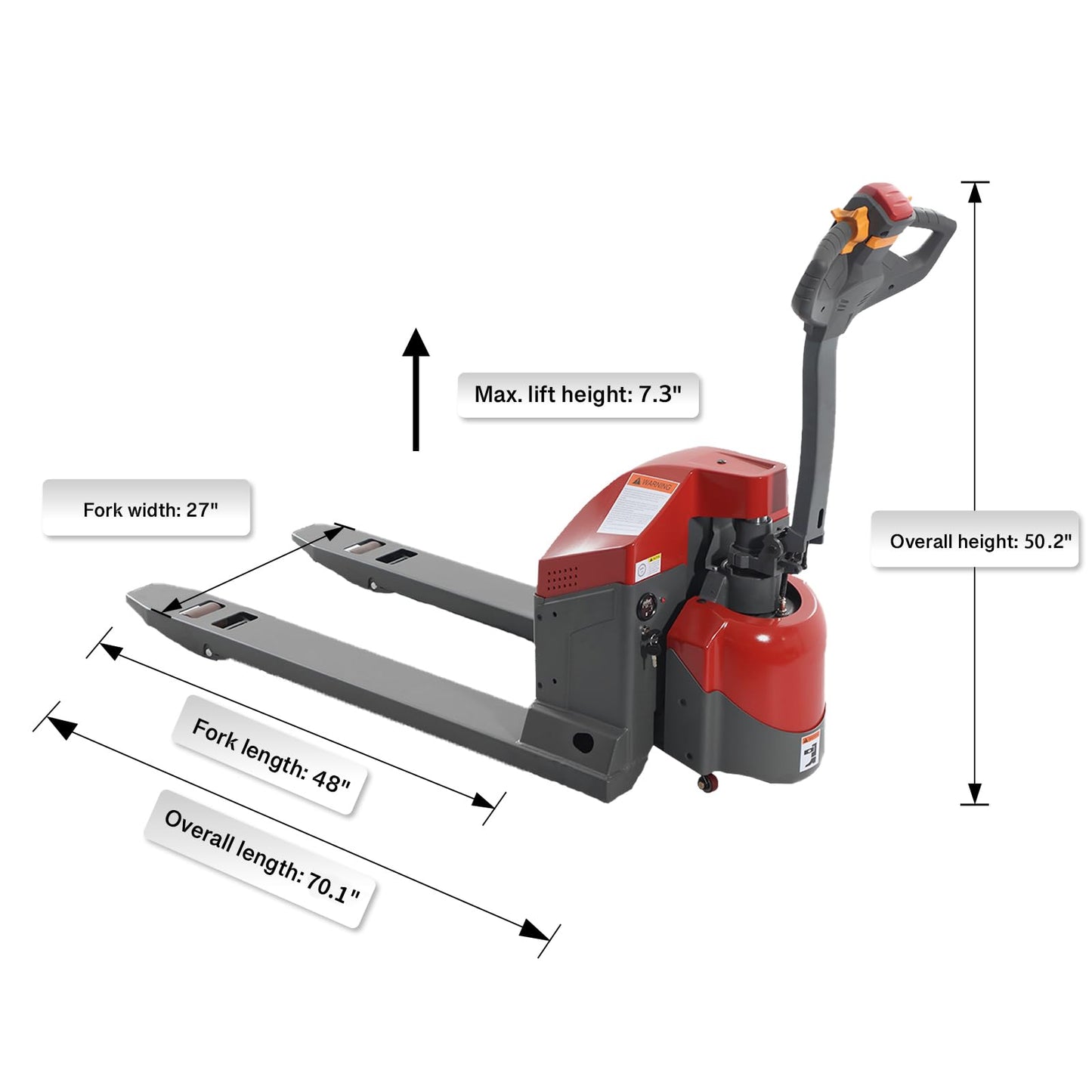 T Tory Carrier Electric Pallet Jack w/Emergency Key Switch 4400lbs Cap. 48" x27" Fork Size Powered Pallet Trucks with Built-in Charger for Narrow Space 2 Units