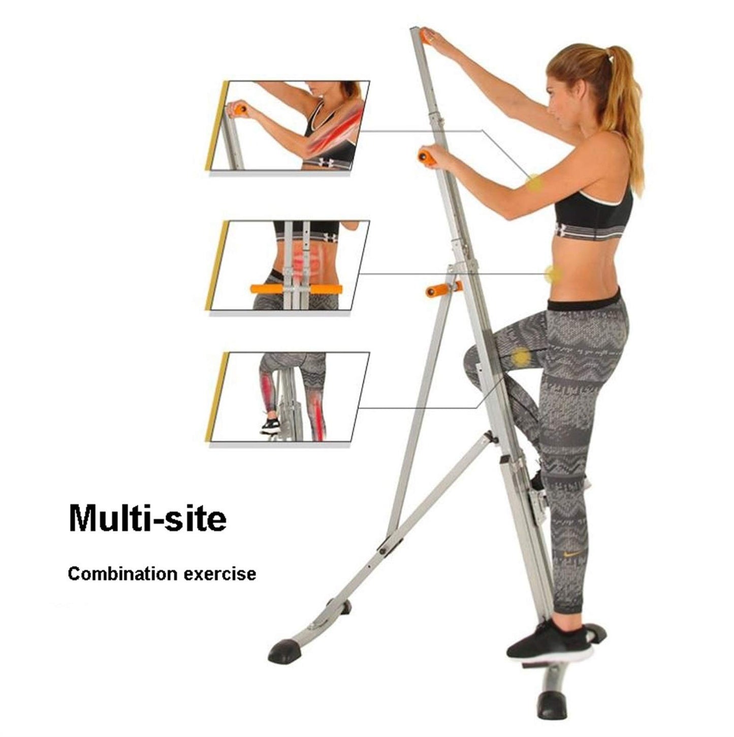 Multifunctional Vertical Climber Machine Folding Exercise Cardio Workout Machine Stair Stepper Multi-Part Combined Exerc