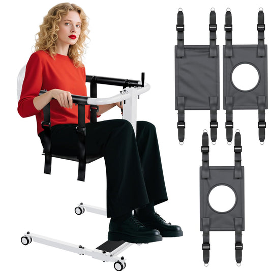 Portable Patient Lift Chair, Transfer Chair for Elderly & Disabled, Folding Wheelchair Lift for Home, Bathroom & Car Transfers, 3 Seat Cushions Included, 287lbs Capacity