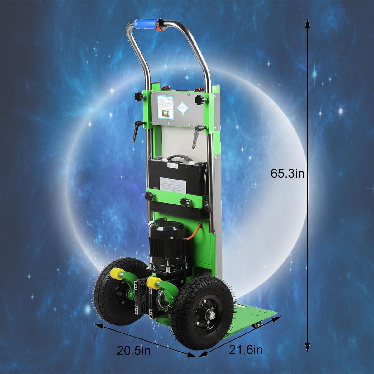 WMWZPYH Heavy Duty Stair Climber Cart for Carry Heavy Objects, 1200W Brushless Motor Powered Stair Climbing Hand Trucks, 881LB Capacity Electric Stair Climbing Dolly with Extensible Handle(Green)
