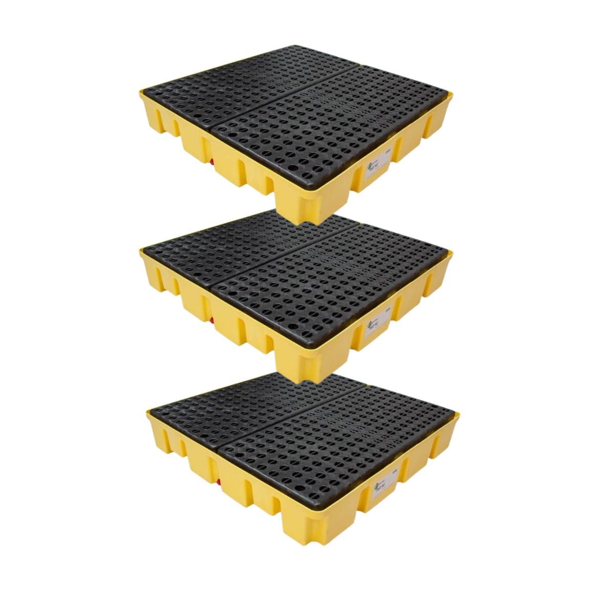 ENPAC 4 Drum Slim-Line Spill Pallet, 8000 Lb, 66-Gallon, with Forklift Pockets and Removable Grates, EPA/OSHA Compliant (3 Pack)