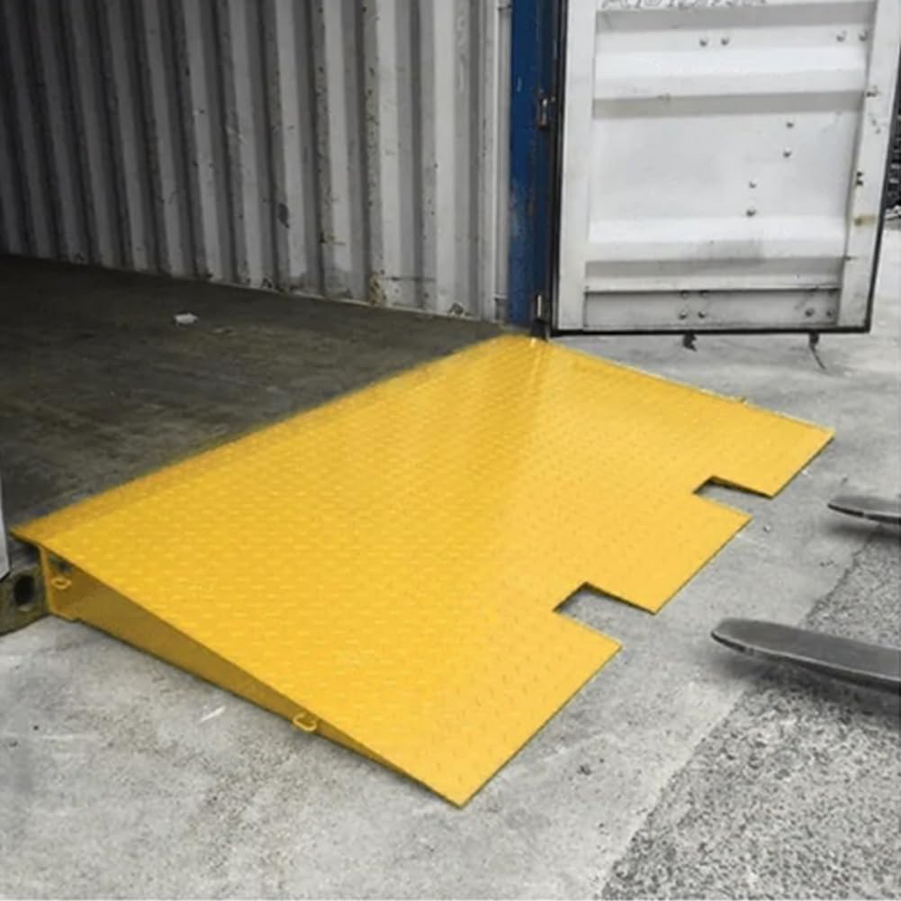 DMC-FPPS 16,000Lbs Container Ramps - 49"x86" Heavy Duty Loading Ramps for Shipping Docks | 5.9" Height Differential, Forklift Compatible, 10-Gauge Steel w/Safety Chains