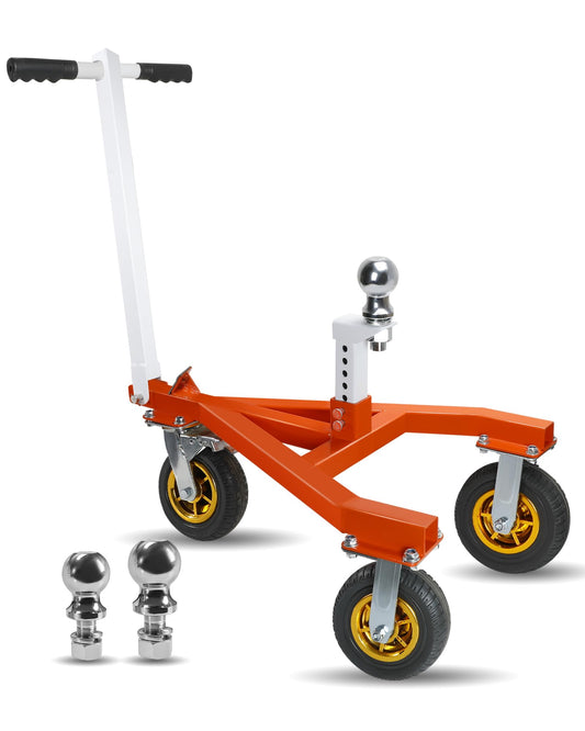 Krysolad Trailer Dolly, 3500 lb Tongue Weight Trailer Mover with 2'' & 2-5/16'' Receiving Tongues, Angle Adjustable, Suitable for RV Boat Motorcycle Jet Ski