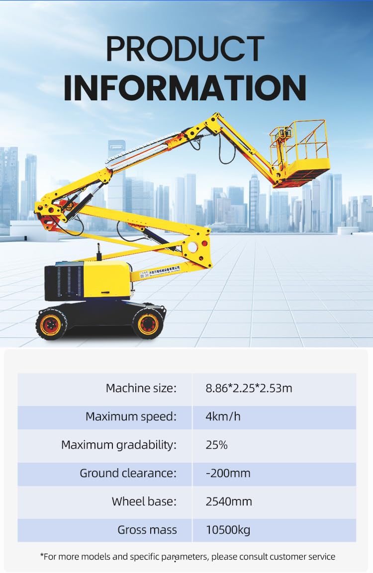 Articulated Boom Lift 10–16m, Mobile Aerial Work Platform for High Reach Construction and Equipment Installation