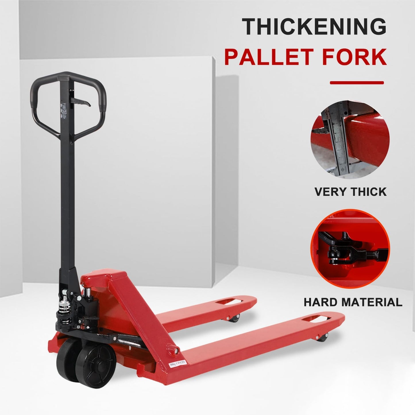 Tory Carrier Manual Pallet Jack Lift 5500 Lb. Capacity, Hand Pallet Truck 48” L × 21” W Forks, Standard Duty Truck for Warehouse, Supermarket and Logistics Center - Nylon Wheel