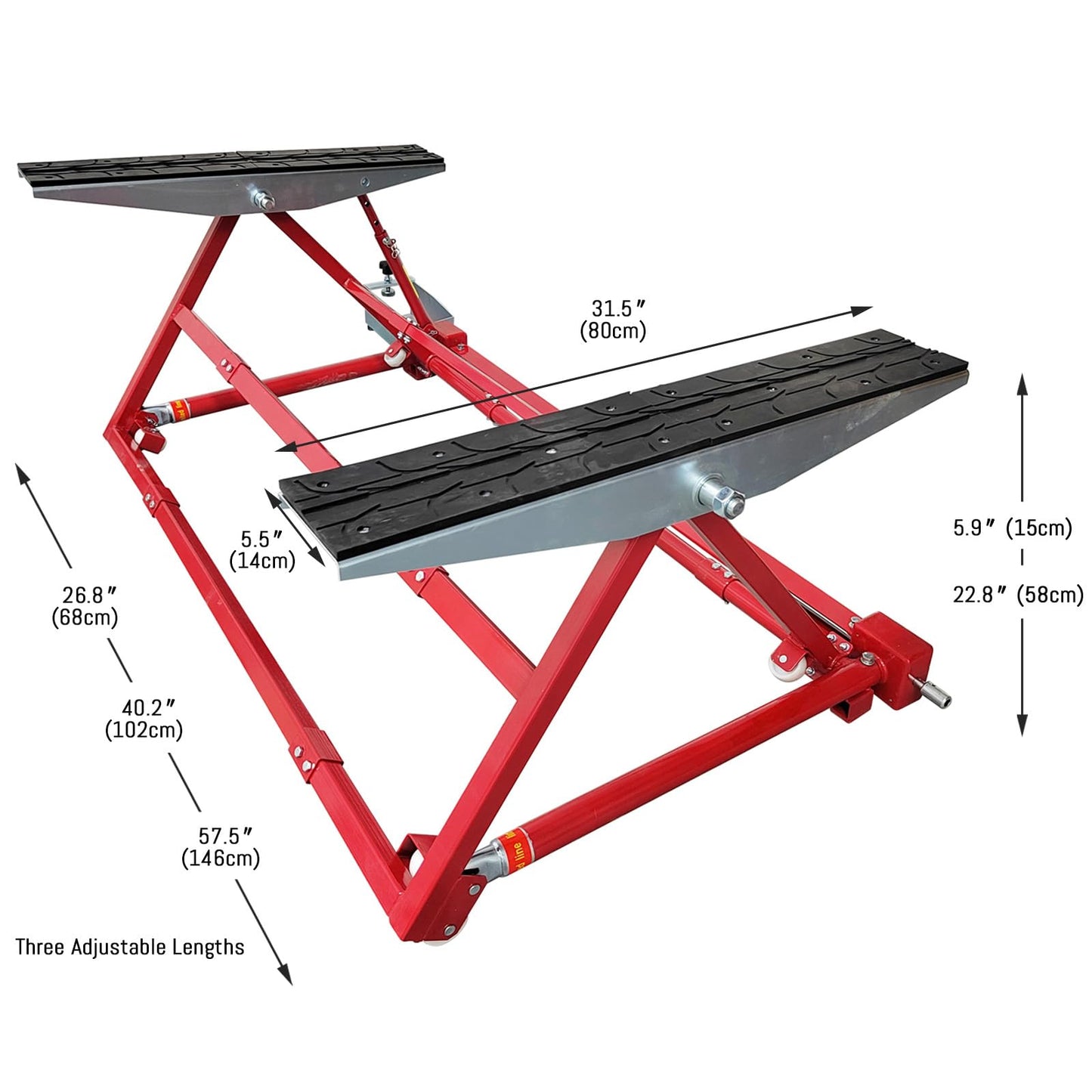 HQHAOTWU Portable Turbine Car Lifter 3306 LBS Capacity, 5.9-22.8 in Adjustable Height Scissor Lift for Auto Maintenance Heavy Lifting, Three Working Width with Casters