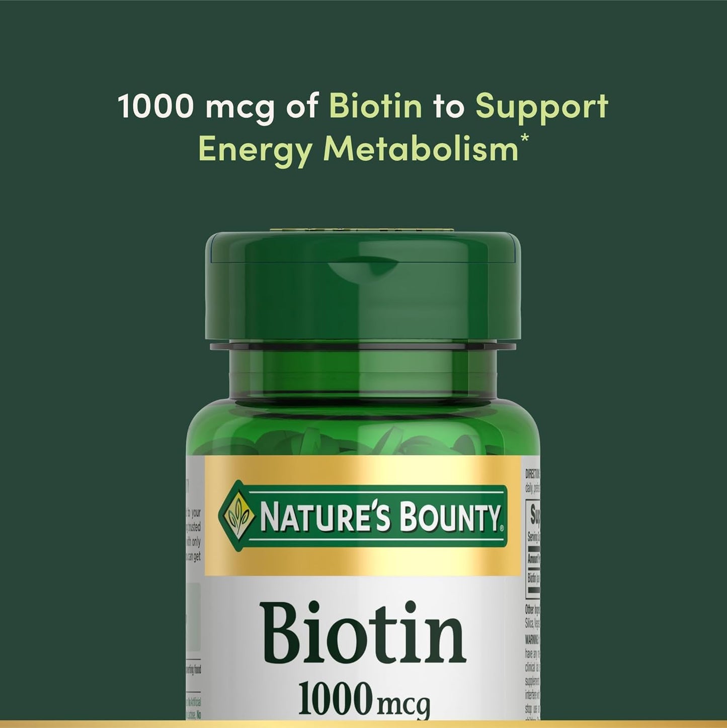 Nature's Bounty Biotin 1000 mcg Tablets, Strawberry, 100 Count, Pack of 3