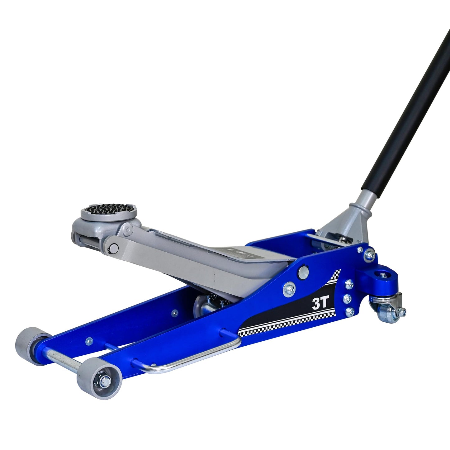 Aluminum Steel Hydraulic Floor Jack 3Ton/6600lbs.Dual Piston Fast Lifting Pump.Horizontal Floor Jack Lifting Range 4.3"-20".Racing Car Jack for MVPs,SUVs and Trucks.Trolley Jack with Extra Saddle