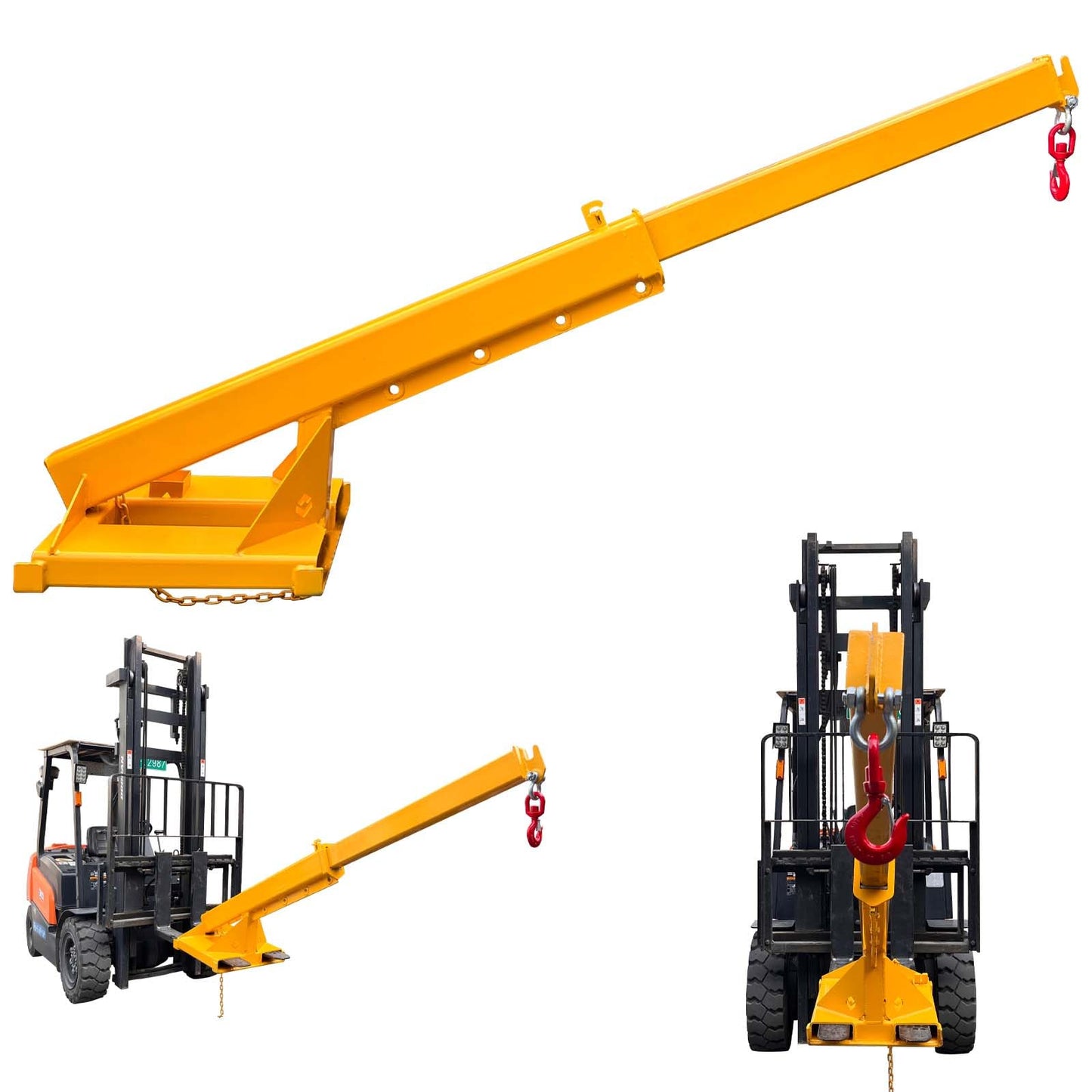 BREVELTION 6600LB Forklift Mobile Boom Crane, Telescopic Lifting Hook, Forklift Extension Attachments Jib Hoist Crane, with Telescopic Boom 63-98in, for Towing Material Handling