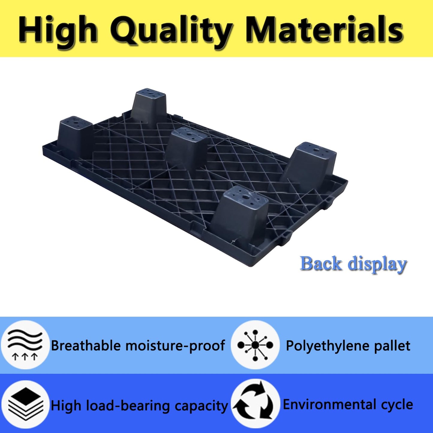 Jeracino Plastic Pallet, Plastic Storage Pallet With Interlocking Design, Plastic Floor Pallet, 23.6 x 15.7 x 3.9" 6-Pack, Plastic Pallet Platform With Waterproof Grids, Plastic Shipping Pallet, Black