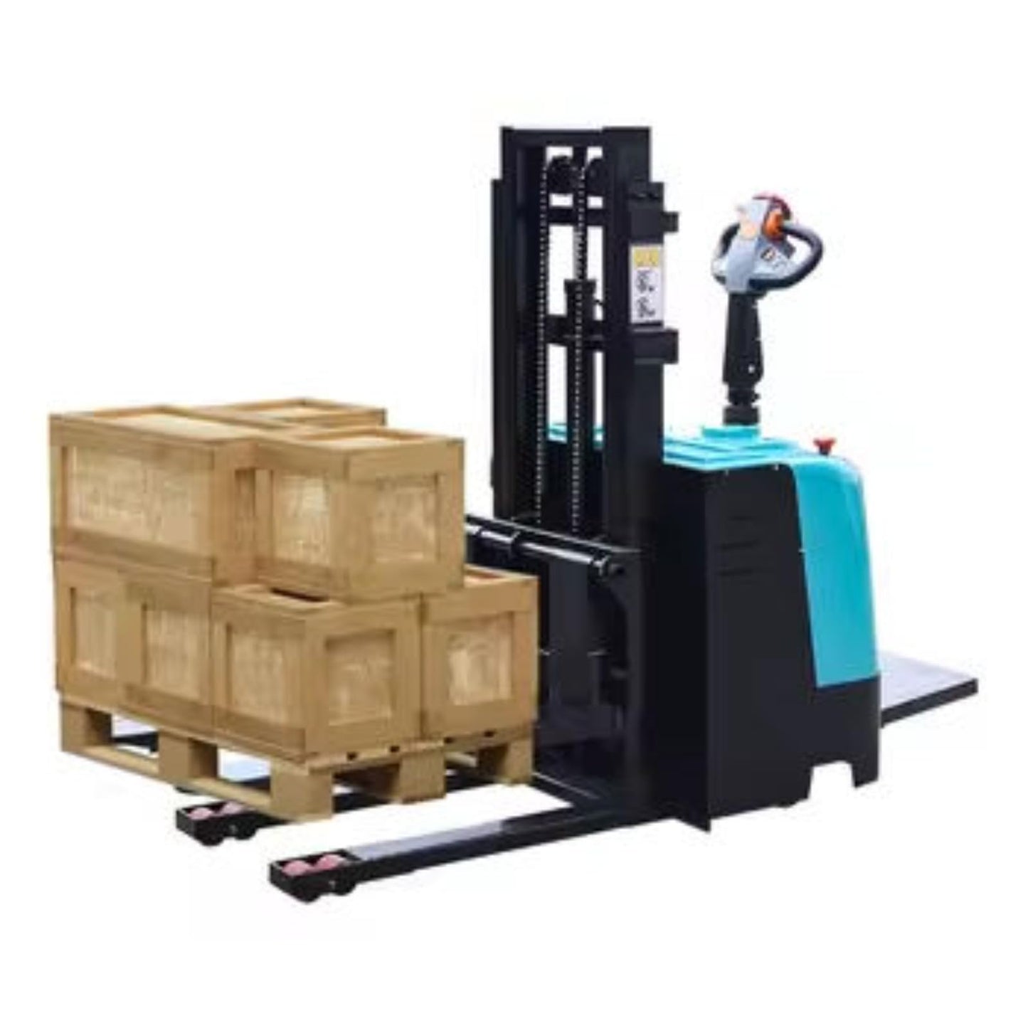 Electric Pallet Lift Positioning System Stacker, Battery Powered Forklift Lift Truck, Walk Behind Hydraulic Stacking Machine, Warehouse Material Handling Equipment, Pallet Lifting System