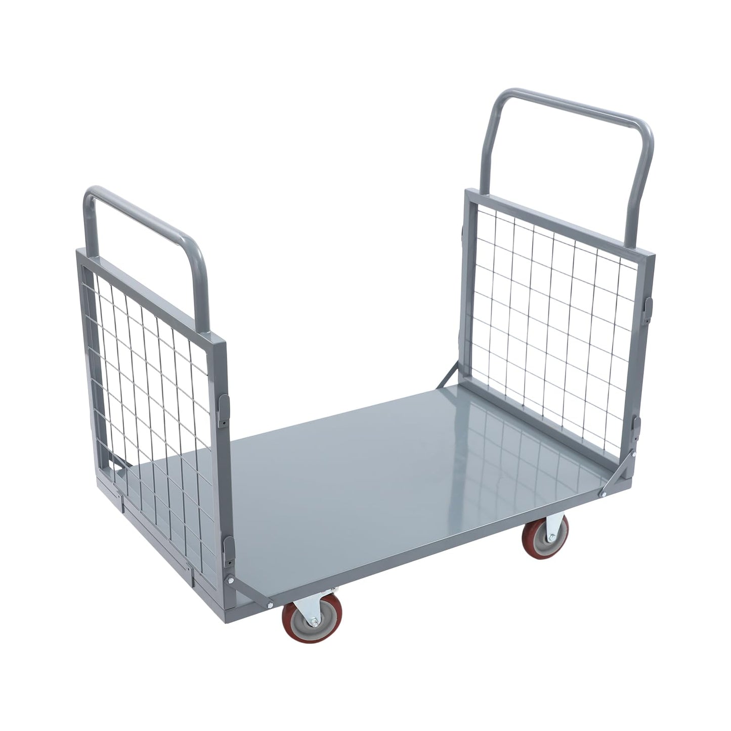 38.4" x 23.6" x 37.9" Platform Truck Cart with Cage, 5 in 1 Flatbed Cart 2000 lbs Heavy Duty Hand Truck Moving Platform Trucks Hand Carts for Groceries, Garage