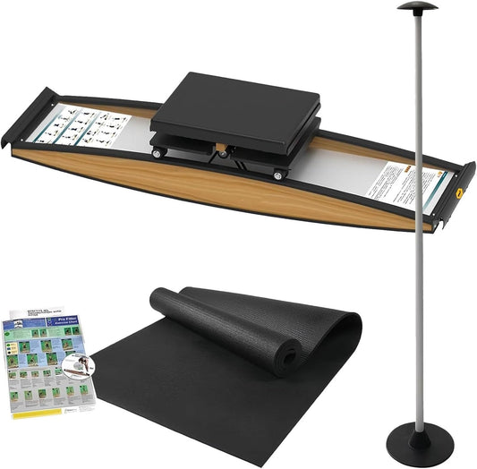 Ski Simulator，Ski Machine， Indoor Simulated with Walking Stick & Mat Ski Machine Exercise Equipment