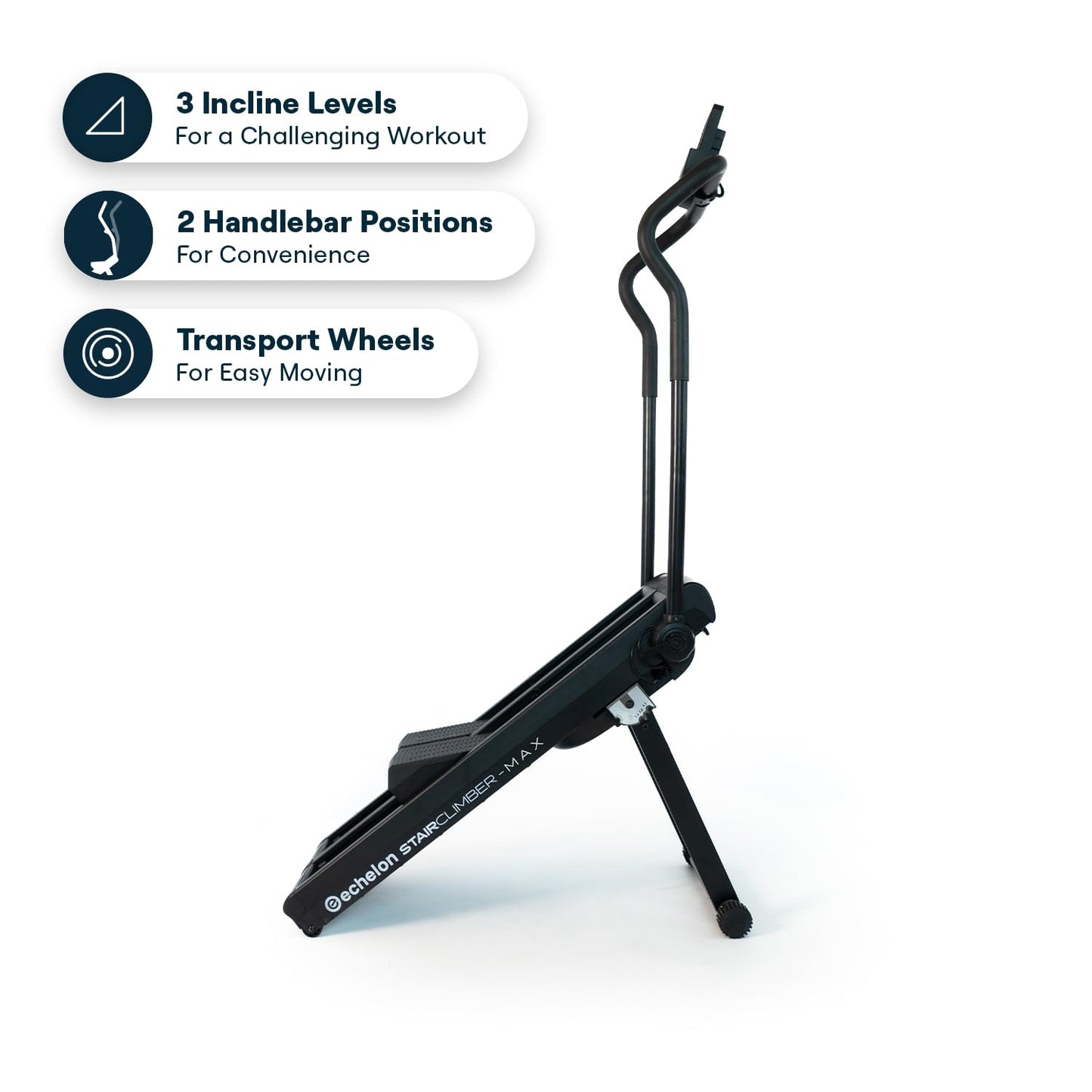 Echelon Stair Climber Max for Home | 32 Magnetic Resistance Levels, LCD Display, Bluetooth, Adjustable Foam Handlebars, Foldable Home Cardio Machine, Supports Up to 300 LB