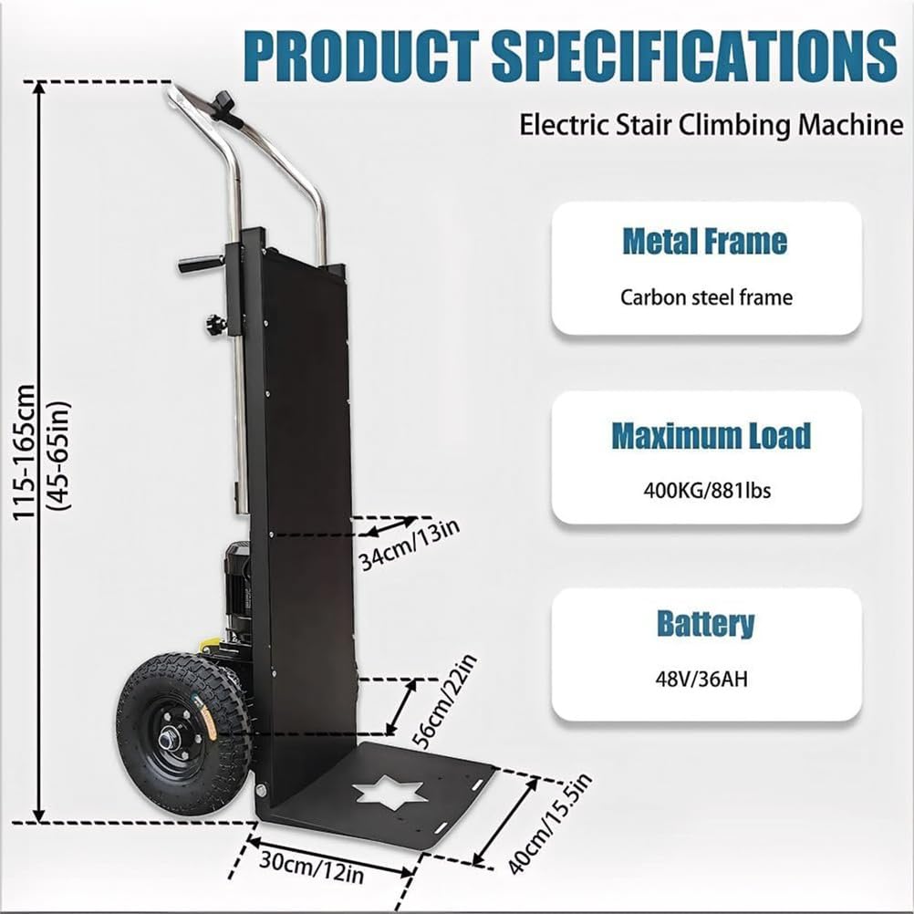 Electric Stair Climber Heavy Object Sack Truck Removable Battery Load Capacity for Straight Curved Stairs Effortless Heavy Load Transport Electric Stair Climbing (B)