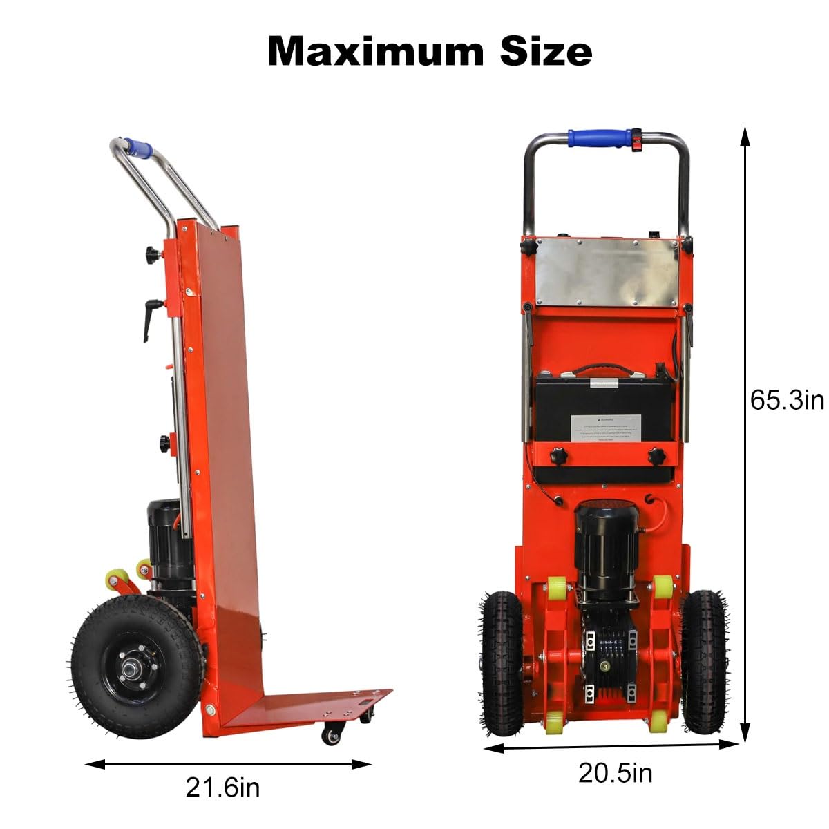 WMWZPYH Electric Stair Climbing Dolly, 1000W Brushless Motor, Powered Stair Climbing Hand Trucks for Easy Moving Industrial Use, 881LB Max Load Capacity Heavy Duty Stair Climber(Orange)