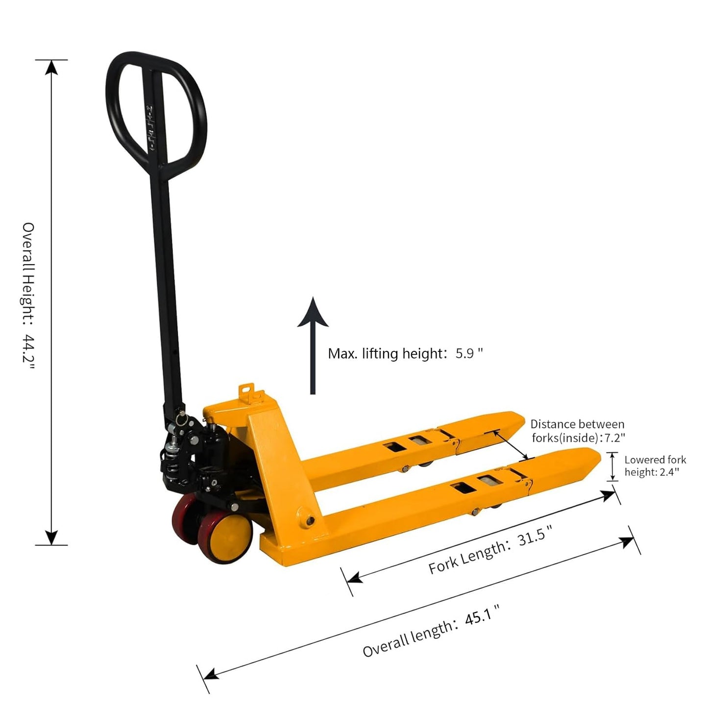 Tory Carrier Mini Hand Pallet Jack Truck, 2200 Lbs Capacity, 31.5" Lx15 W Fork Size Narrow Pallet Jack, Small Size Manual Pallet Trucks with Foldable Forks and Handle