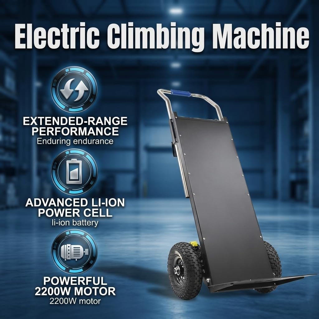 Electric Stair Climbing Dolly 1600 lbs Capacity 2200W Motorized Hand Truck Heavy Duty Alloy Steel Powered Stair Climber Cart for Moving Large Appliances Furniture Building Materials Office Warehouse