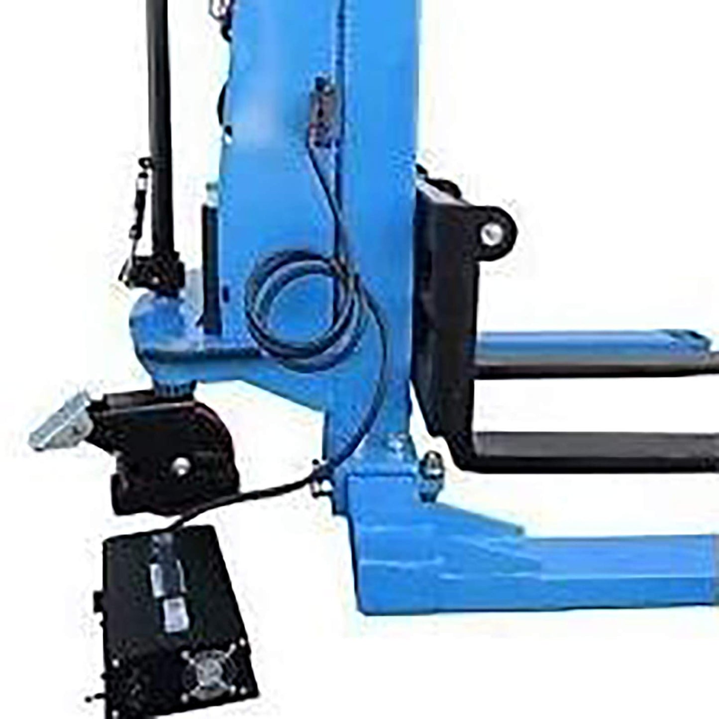 DAZONE Semi-Electric Pallet Stacker Straddle Pallet Truck Forklift Powered High Material Lifts Pallet Jacks with Adjustable Forks Support Legs,118'' Raised Height with Adjustable Fork,3300 Lbs Blue