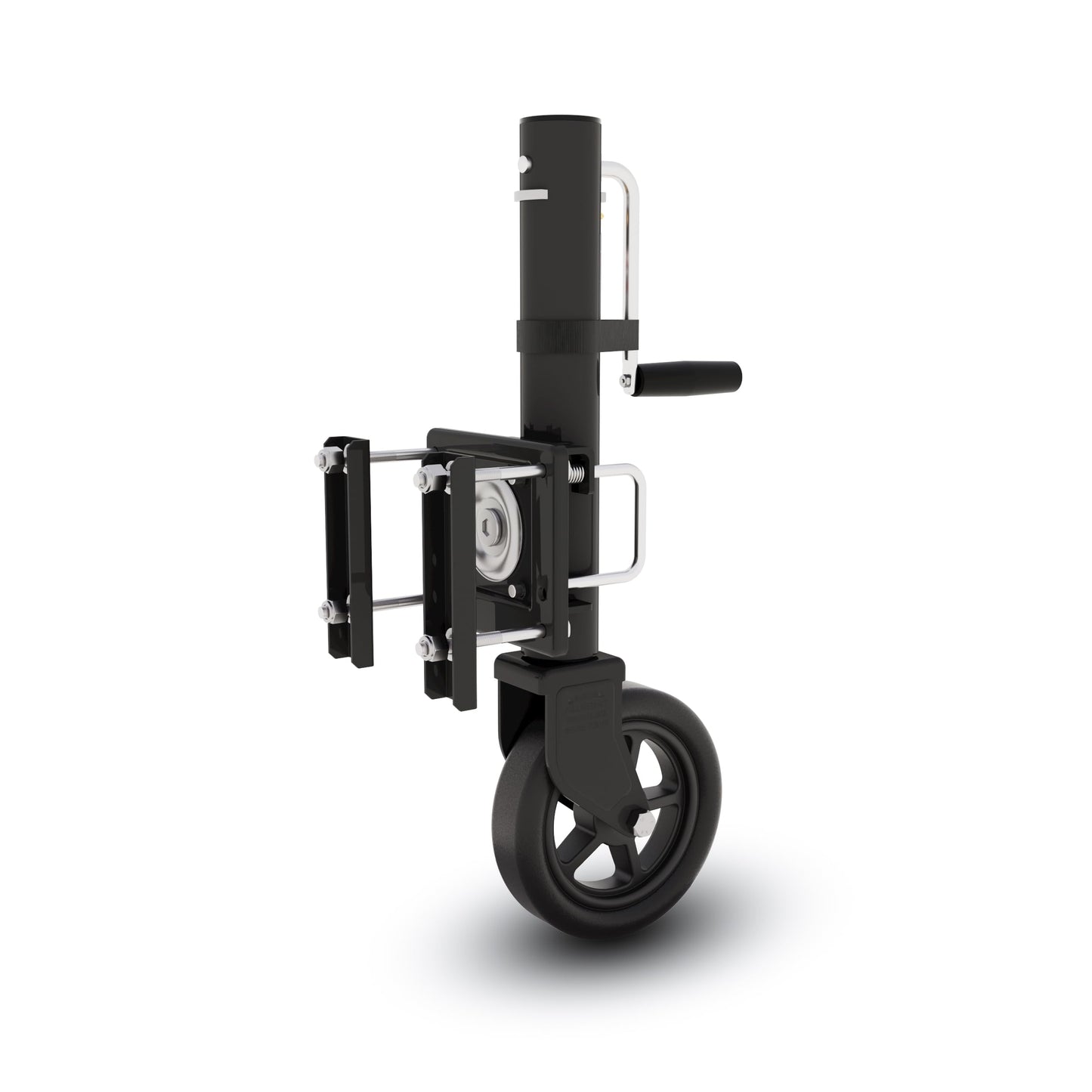 TOWKING 8" Spoke Wheel Trailer Jack, 10" Vertical Movement, 1500 lbs, for RV, Boat, Trailer and More, Black
