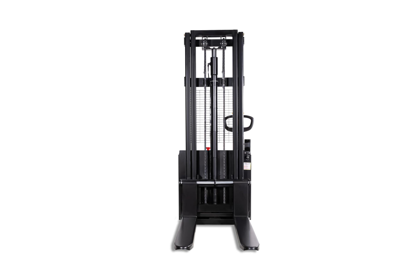 H HEAMI Full Electric Pallet Stacker, 3300 lbs Capacity, 118" Lifting Height, Material Lift with Adjustable Forks, Straddle Legs & Forks Pallet Lift