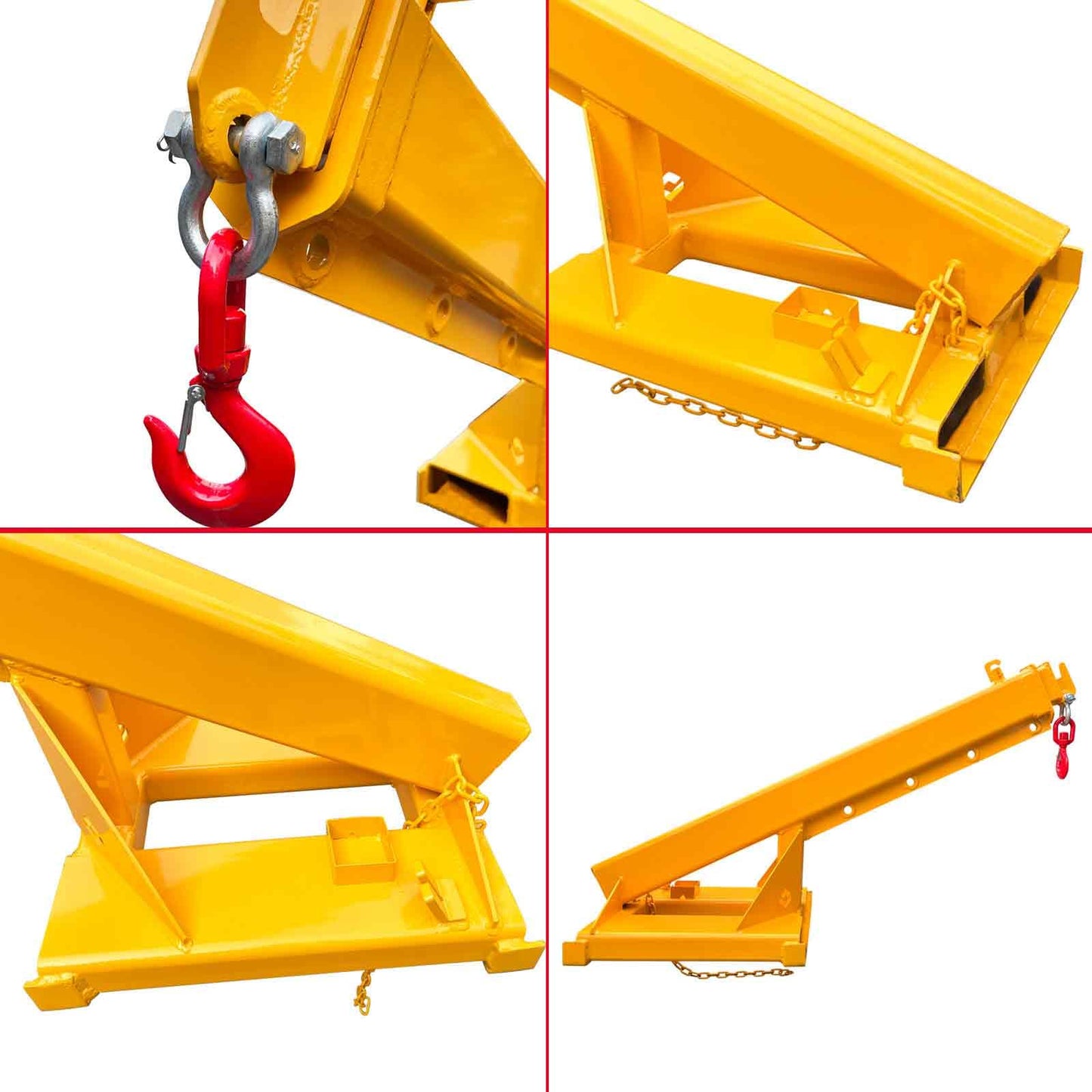 BEILOCKERY 3T/6600LBS Adjustable Mobile Crane Lifting Hoist Truss Jib Boom with Hook, 63"-98" Telescopic Arm, Multi-Functional Accessories for Forklifts Cranes