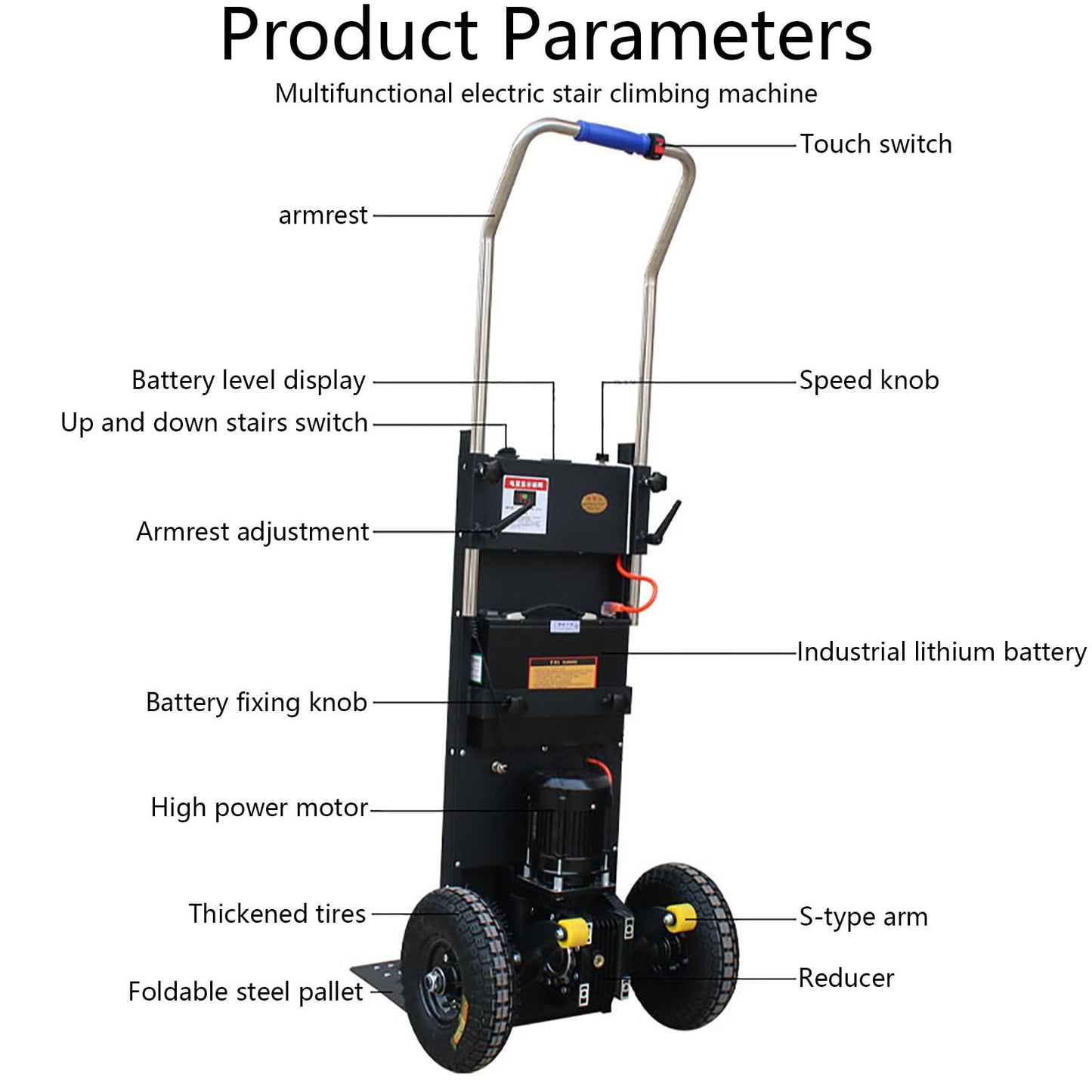 uhyOHF Electric Stair Climbing Hand Trucks Dolly Cart for Moving 400kg Capacity Heavy Duty Stair Climber Cart Hand Trolley,