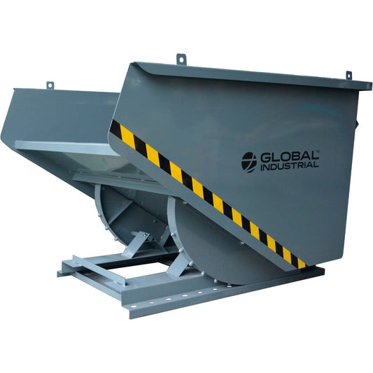 Global Industrial Medium Duty Self Dumping Forklift Hopper, 2 Cubic Yard, 4000 Lbs., Capacity, 11-Gauge Steel Construction, 64" L x 58" W x 46" H, Gray Powder Coat Finish