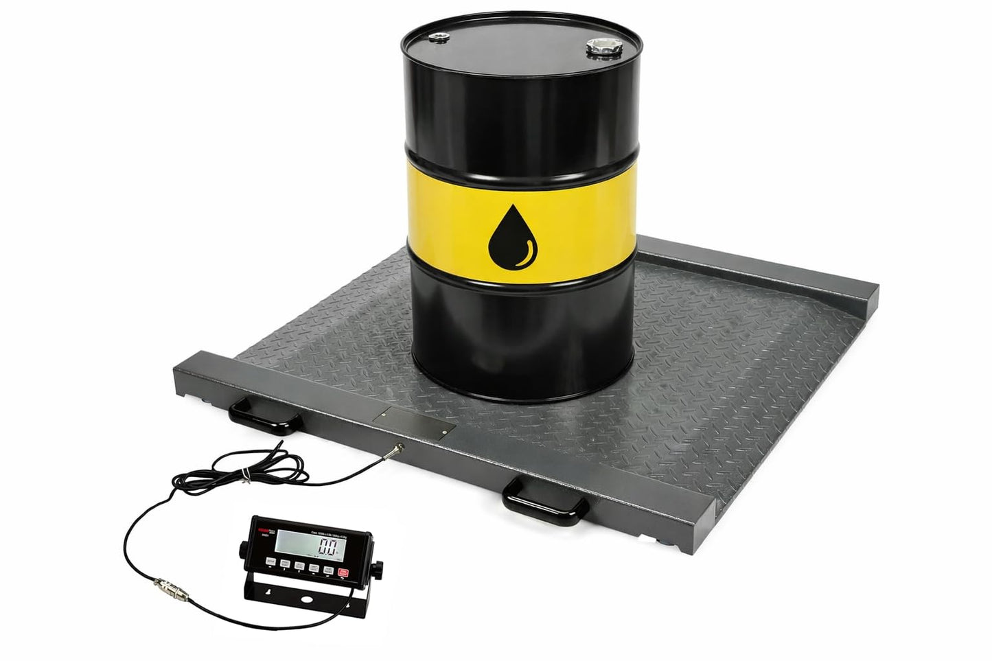 VisionTechShop MVD1 Drum Scale Low Profile Platform with Integral Lamps, 1000lb x 0.5lb / 500kg x 0.2kg, Handles and Wheels for Easy Portability, Large LCD Display with Backlight