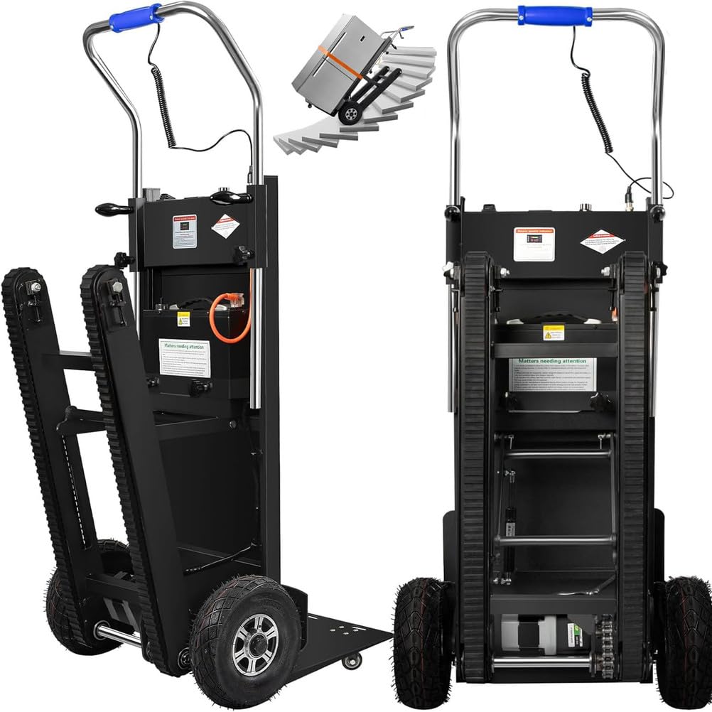 Electric Stair Climber Heavy Object Sack Truck Removable Battery Load Capacity for Straight Curved Stairs Effortless Heavy Load Transport Electric Stair Climbing (D)