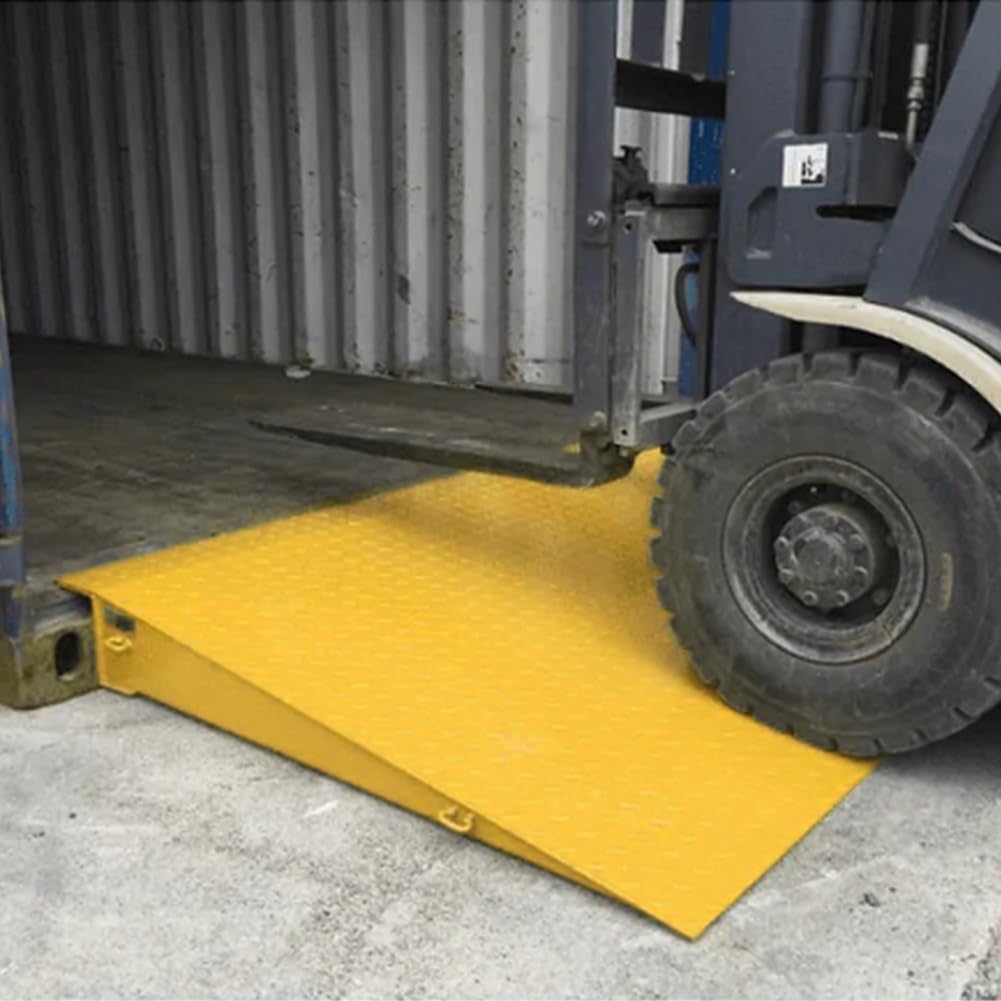 DMC-FPPS 16,000Lbs Container Ramps - 49"x86" Heavy Duty Loading Ramps for Shipping Docks | 5.9" Height Differential, Forklift Compatible, 10-Gauge Steel w/Safety Chains