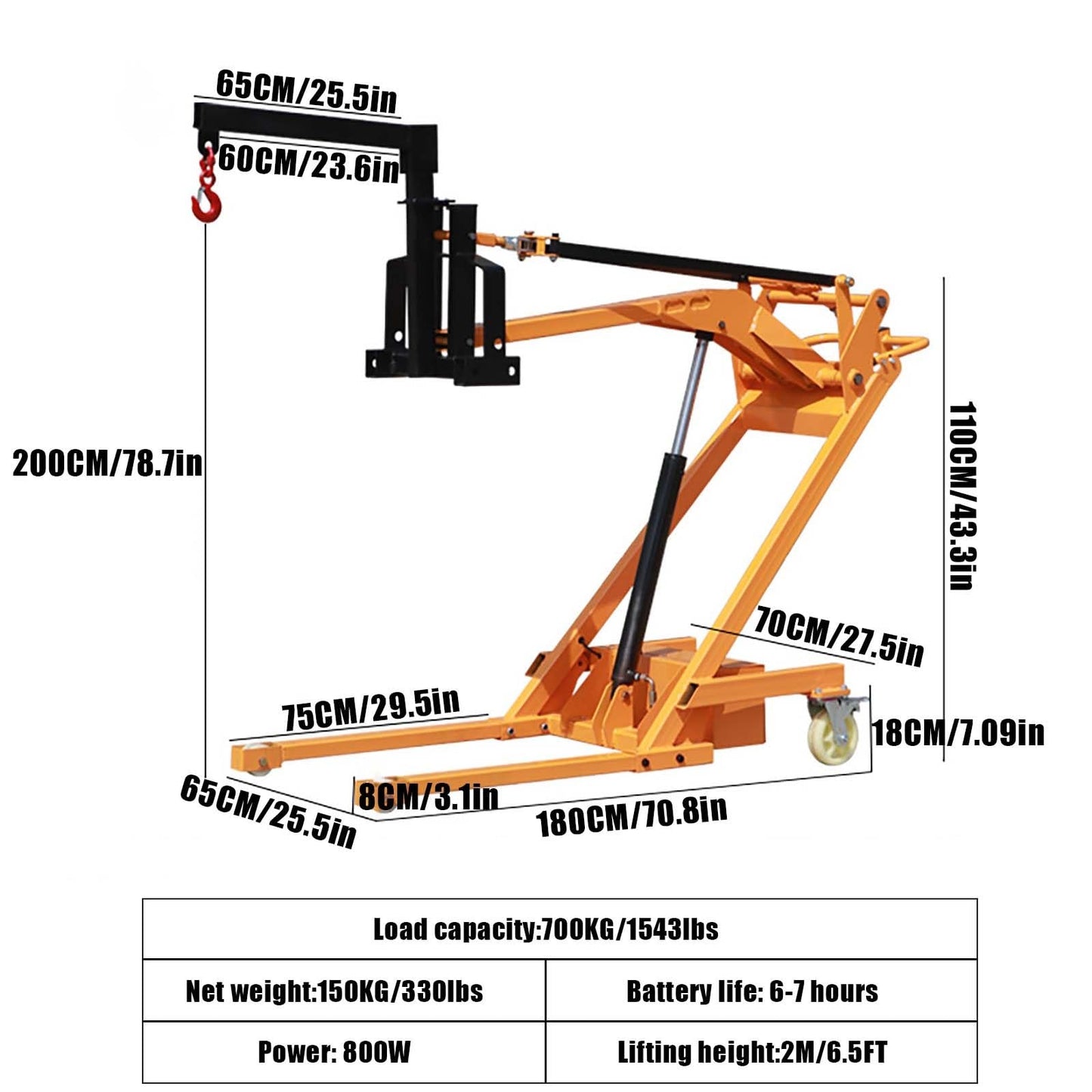 Full Electric Stacker,Portable Articulated Forklift,Foldable Hydraulic Lift Push Forklift,Adjustable Fork Material Handler(Forklift Hook Style,700KG)