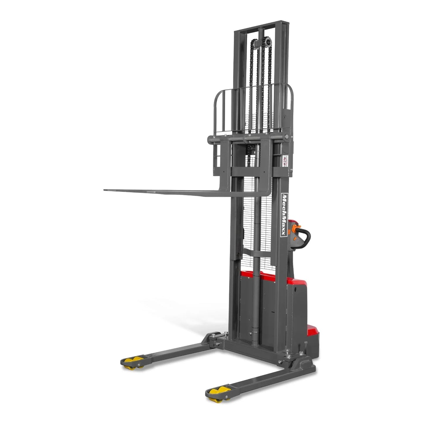 MechMaxx 3300lbs Lithium-ion Electric Straddle Stacker, 118" Lift, Adjustable Legs & Forks, Model F33-118S