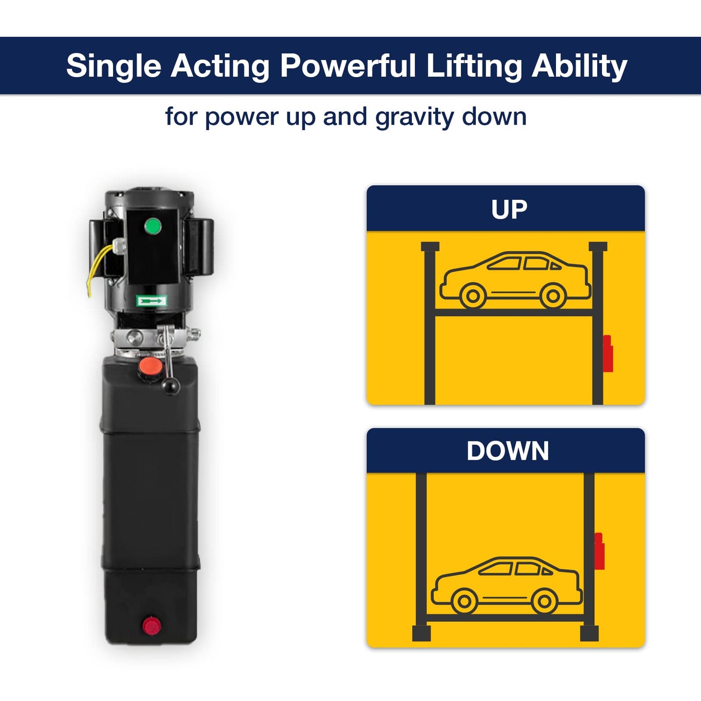 220V Hydraulic Power Unit 2950 PSI, 3HP Single-Acting 2 & 4 Post Hydraulic Pump for Dump Trailer & Car Lifting