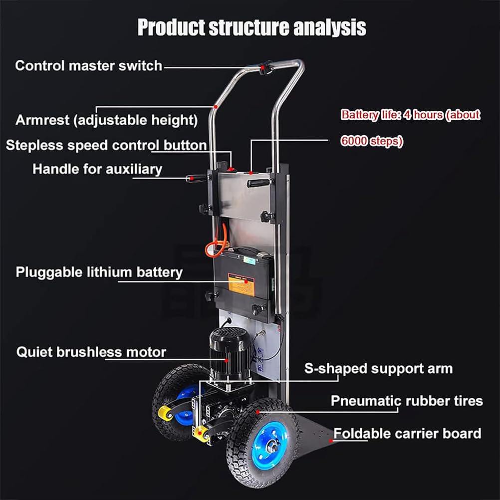 Electric Stair Climber - Heavy-Duty Motorized Dolly with 1200W Motor for Effortless Transport on Straight & Curved Stairs