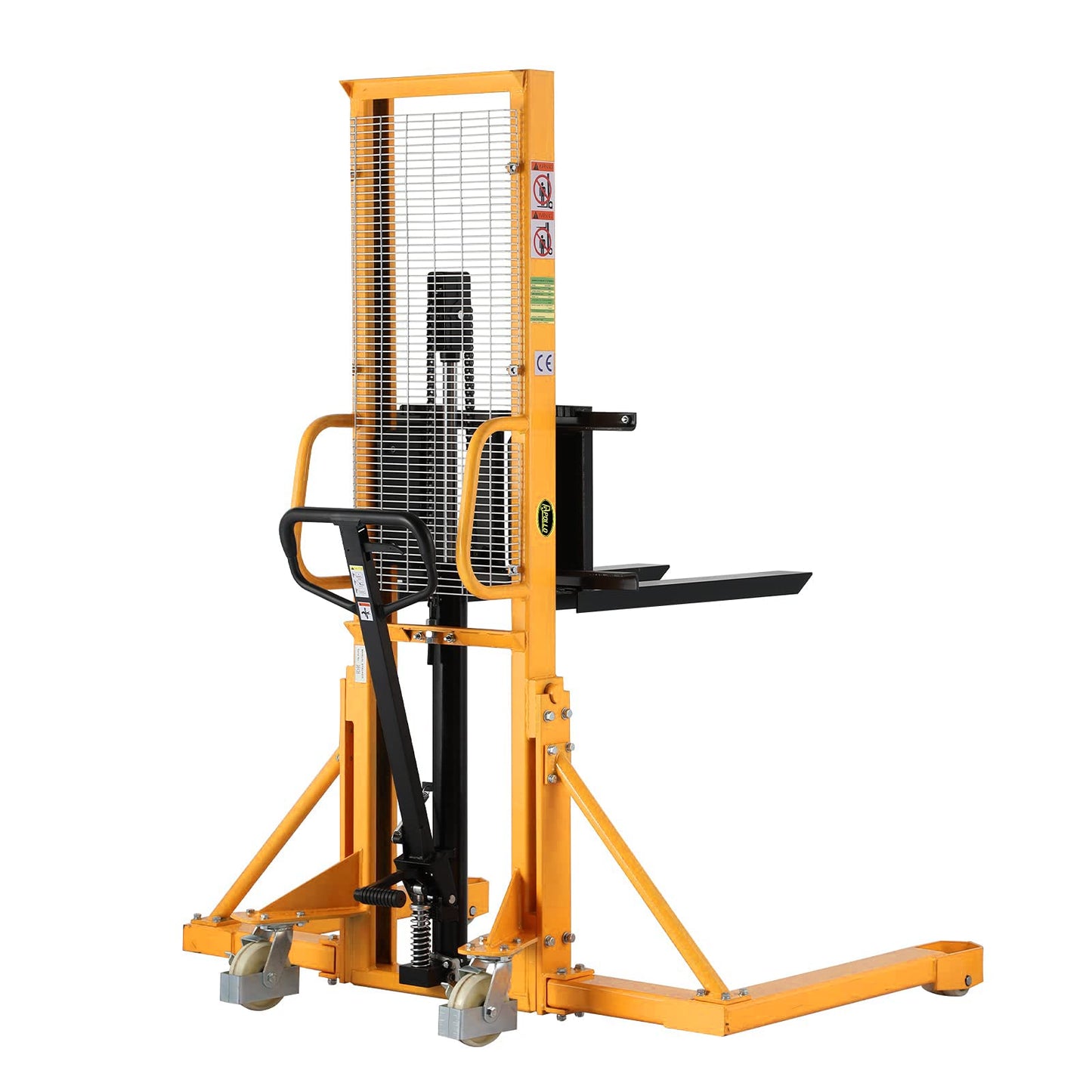 APOLLOLIFT Manual Pallet Stacker with Straddle Legs 1100lbs Capacity 63" Lift Height Adjustable Forks