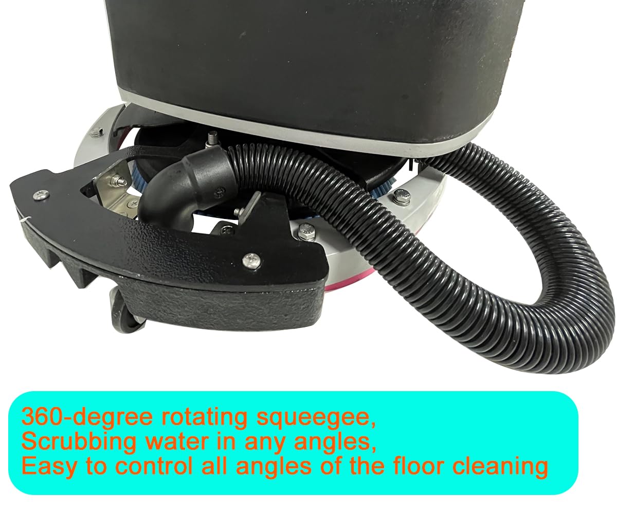 Emotor Portable Commercial Floor Scrubber Machine,Walk Behind Automatical Floor Scrubber with 360 Degree Rotation Squeegee