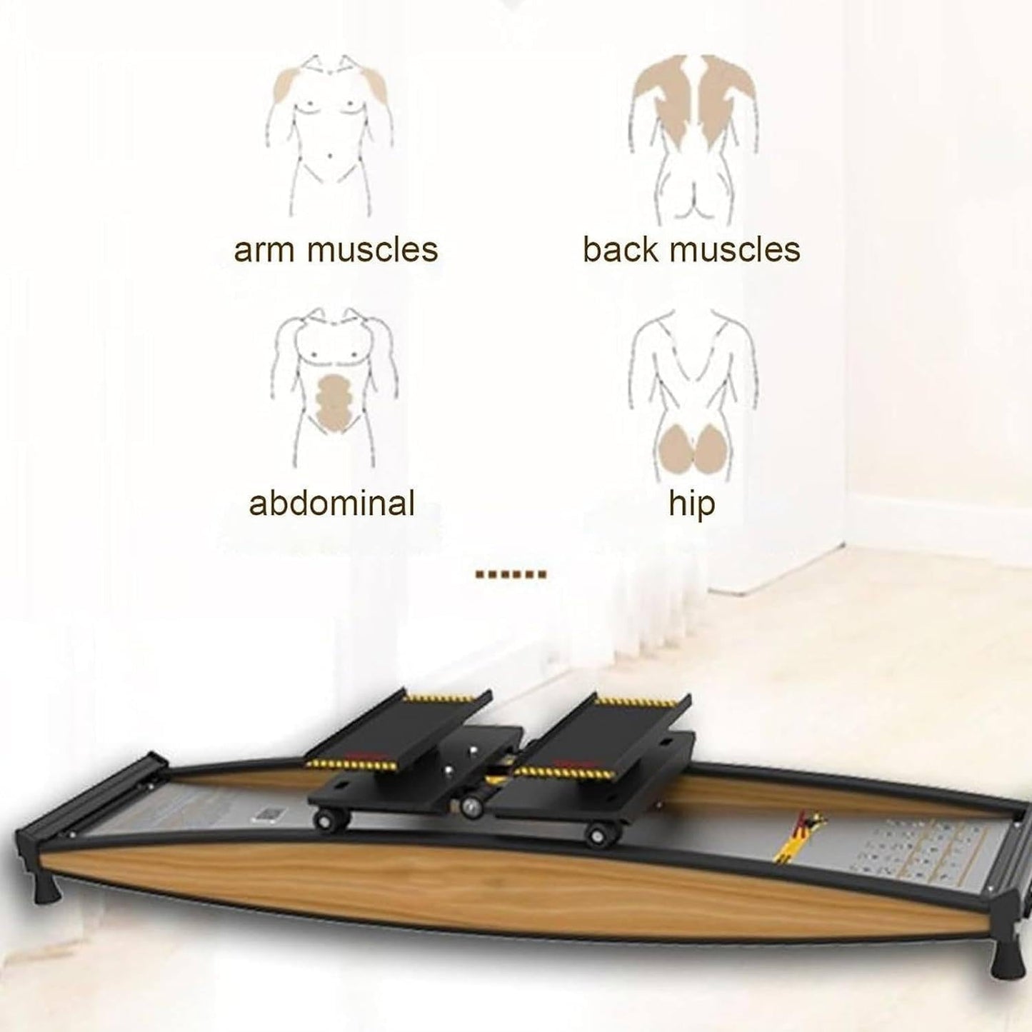 Ski Training Device, Snowboard,Ski Exercise Machine, Indoor Simulation Ski Rowing Aerobic Equipment,with Walking Stick, for Waist, Abdomen and Leg Training Machine