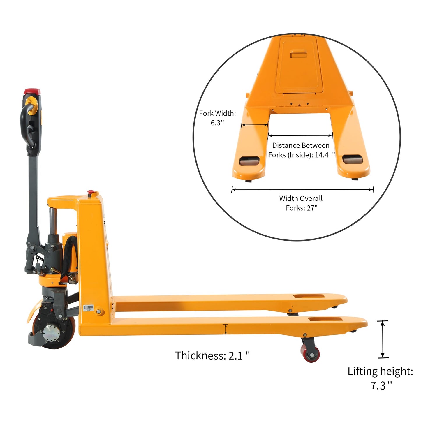 APOLLOLIFT Electric Pallet Jack Truck, 3300Lbs Capacity Powered Pallet Truck 48" x 27" Forks, Lithium Battery Pallet Lift with Multi-Function Handle 2PC