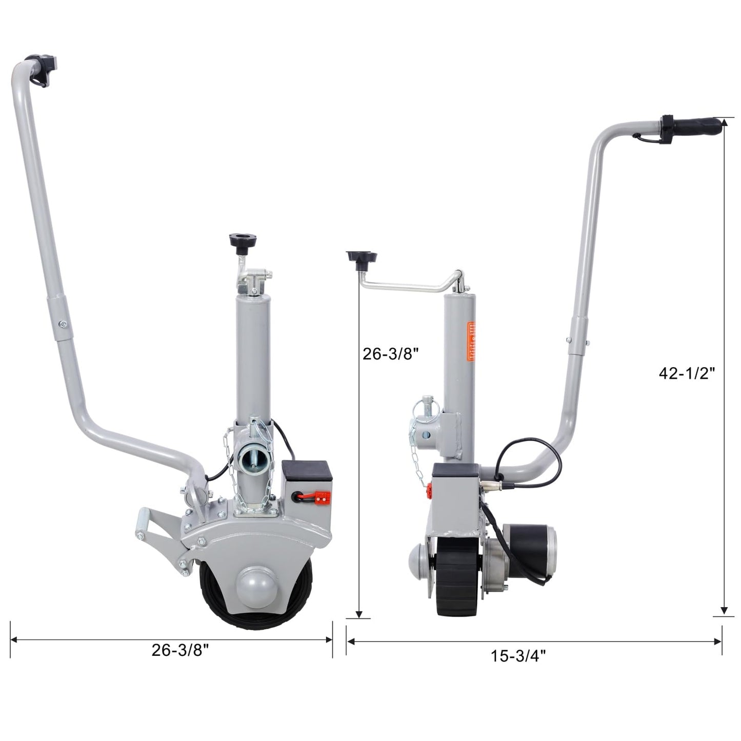 VOOTOLOVER 5000lbs Electric Trailer Dolly 26.4W x15.7D x42.5 H, 350W 12V Motor 22 ft/min Speed, 8'' Rubber Tire, 660lbs Jockey Wheel Load, Braking Function, Adjustable Height for Trailer Caravan Boat