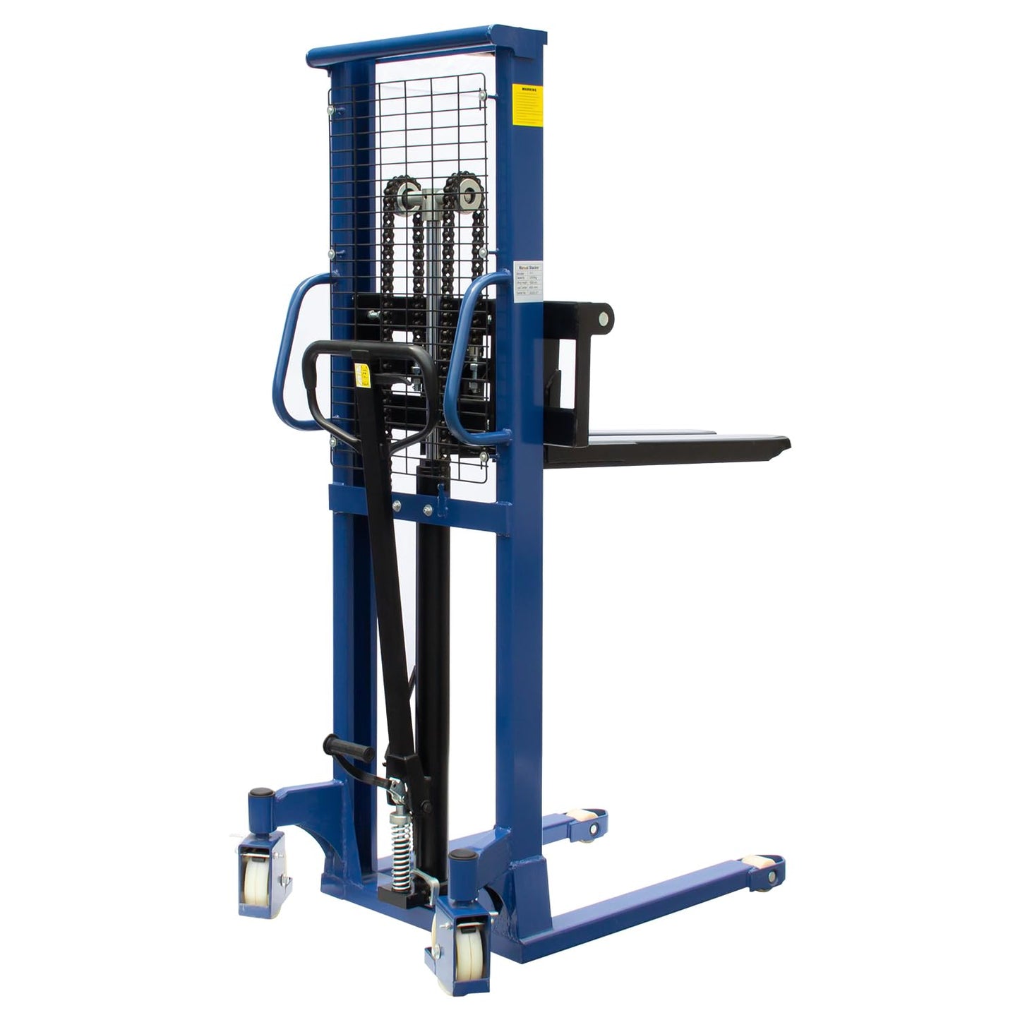 2200Lbs Manual Pallet Stacker - 63 Inch Lift Height Fixed-Fork Lifter | Adjustable Forks for Open Deck Pallet, Heavy-Duty Warehouse Lifter w/Safety Lock