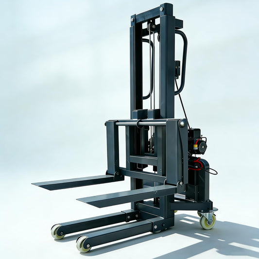 Electric Pallet Stacker with Adjustable Forks 661 lb Capacity Manual Forklift Truck Mobile Forks Fit Various Pallet Sizes for Industrial Warehouse (1.6m/5.2ft Lifting Height)