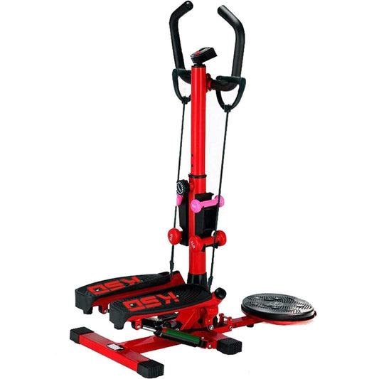 ZHCWEP Mini-Stepper Swing Stepper Stepper for Exercise Mini Stair Stepper Workout Step Machine Home Silent Fitness Equipment for Men and Women with Dumbbells and Waist Twist Efficency, Red