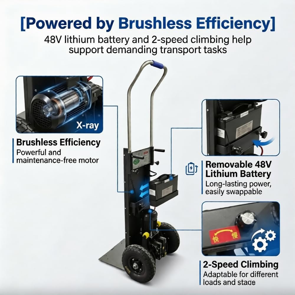 Electric Stair Climbing Dolly, 1500W Motorized Dolly for Stairs,2-Speed Folding Electric Stair Climber, 1200lbs Max Load Capacity,Electric Stair Climbing Hand Truck for Moving Furniture