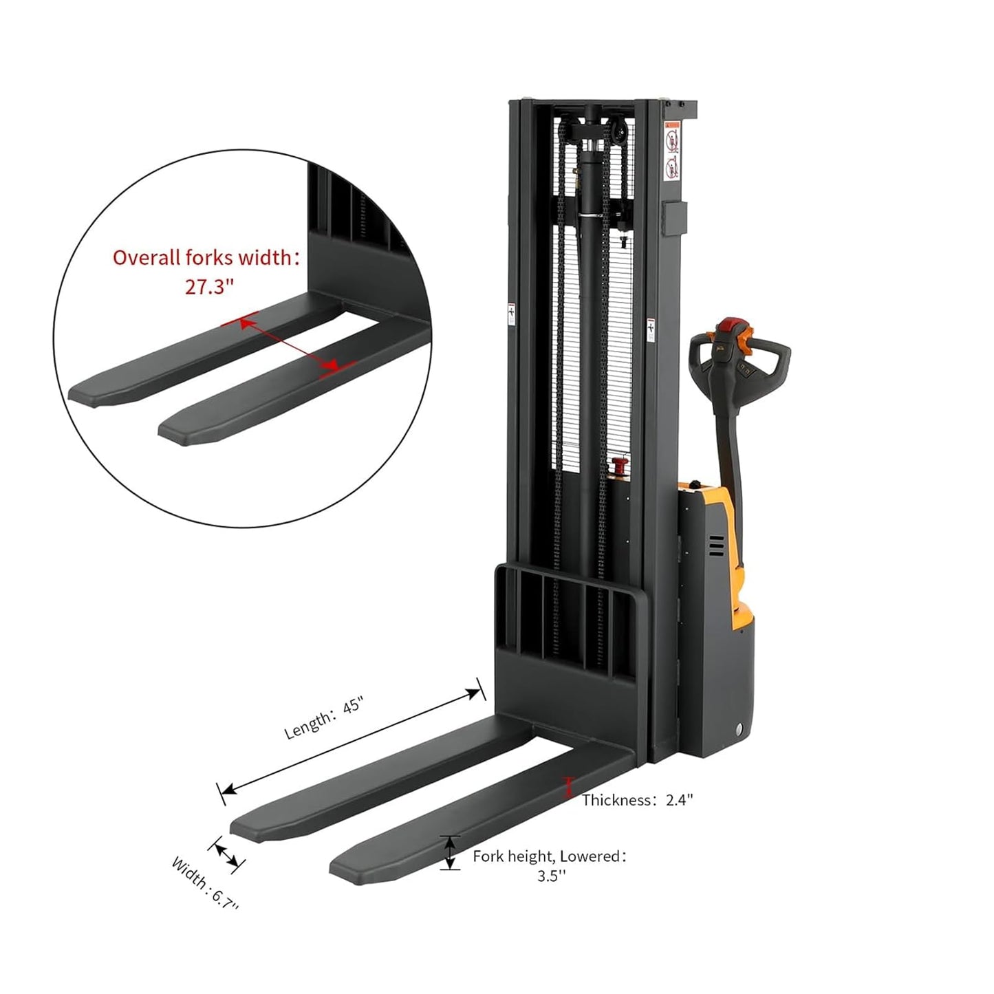 APOLLOLIFT Fully Powered Drive and Lift Electric Stacker 2640 lbs Capacity Fixed Legs 118" Lifting