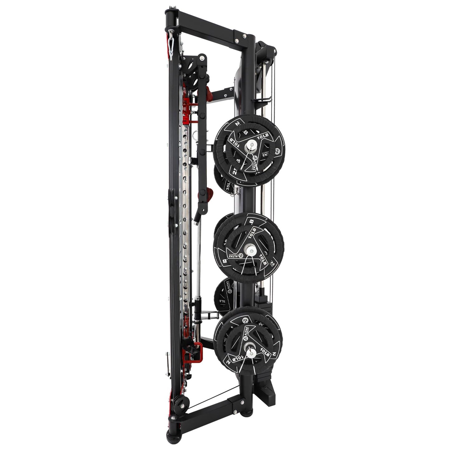 Altas Strength Folding Home Gym Smith Machine with Pulley System Gym Squat Rack Weight Bar Upper Body Strength Training Leg Developer Commercial Fitness Equipment Included Accessories 3107