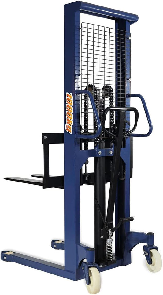 HPDMC 2200 LBS Capacity Professional Manual Hydraulic Stacker/Manual Pallet Truck Stacker, Warehouse Assistant/Stacker Lifting Height 63''