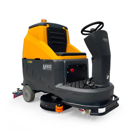 Ride-On Floor Scrubber, 45” Commercial Auto Scrubber Machine, 70000 Sqft/h Cleaning Efficiency, Dual Disc Brush, 53 Gallon Water Tank, Floor Cleaning Machine for Warehouse, Mall, Industrial Use